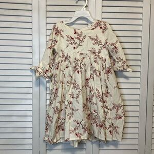 Blu Moon Cream Red Cardinal Little Girls Dress Size 6